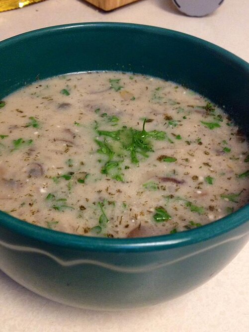 Bowl of mushroom soup